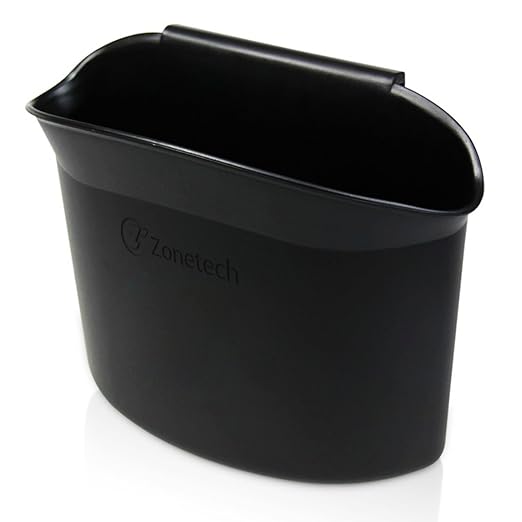 ZONETECH Portable Hanging Mini Car Garbage Can – Classic Black Trash Container - Premium Quality Automotive Universal Compact Traveling Wastebasket for Vehicle,Office, Home (1-Pack)