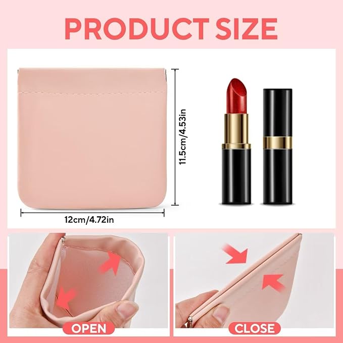 6PCS Small Makeup Bag for Purse，Waterproof Leather Portable Mini Makeup Bag,Snap Closure Organizer Pouch for Coin Cards Jewelry Lipstick Cosmetic Accessories，Small Travel Kit Storage Pouch