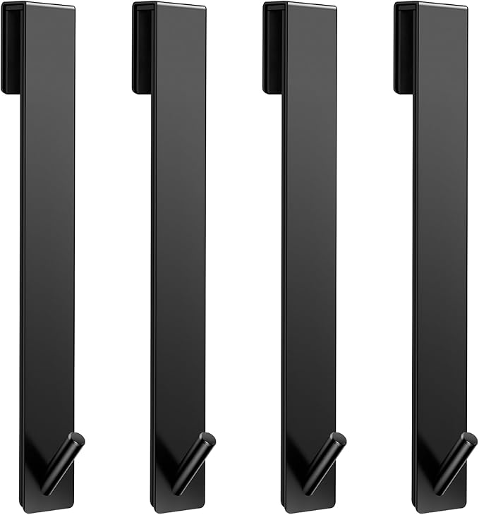 Kontoyo Shower Door Hooks(10 Inch),Extended Over Door Hooks for Bathroom Frameless Glass Shower Door,Stainless Steel Towel Hooks,Heavy Duty Rack Hooks for Robe,Towel-4 Pack-Black