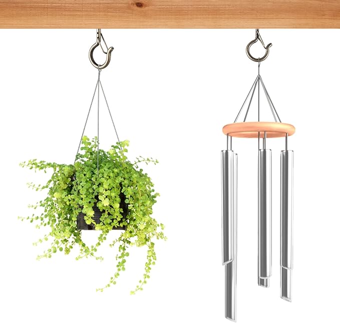 FSAH 35 PCS Screw-in Hooks for Outdoor String Lights, Q Hangers Hooks Outdoor for Outside, Swivel Hanging Basket Patio Light Hooks with Safe Buckle Screw in Planter Eye Hook for Wall Ceiling, Copper