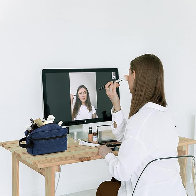 Travel Toiletry Bag for Women and Men, Water-resistant Shaving Bag for Toiletries Accessories, Foldable Storage Bags with Divider and Handle for Cosmetics Toiletries Brushes Tools