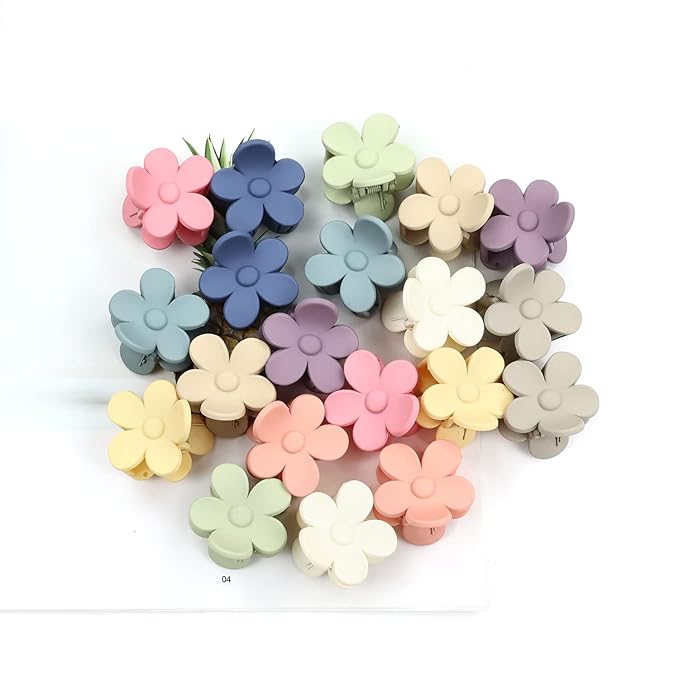 inSowni 20 Pack/10 Pairs Cute 4cm/1.6" Small Plastic Flower Hair Claws Clips Barrettes Clamps Nonslip Strong Hold Hair Accessories for Women Girls Teens Kids Thin Hair