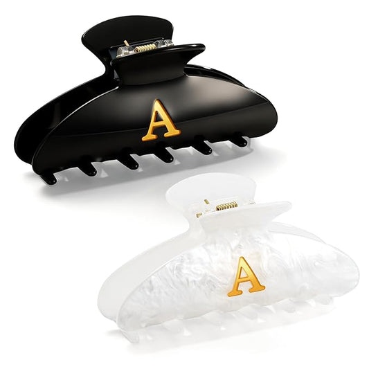 CWJCYTNSN 2 PCS Hair Claw Clips for Women Non-slip Black White Claw Clips for Thick Thin Hair Stylish A Hair Clips Elegant Hair Accessory Girls