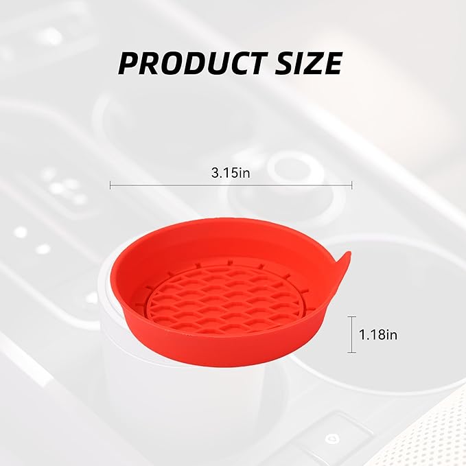 4PCS Car Cup Holder Coaster, Silicone Non-Slip Vehicle Cup Holder Insert Pads, Automotive Interior Insulation Drink Cup Mats Decor Accessories, Universal for SUV, Sedan, Truck (Red)