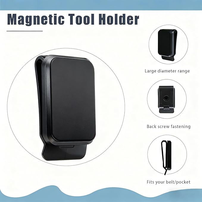 Magnetic Tool Holder Super Strong Tool Holster, Magnet Belt Clip Neodymium Magnet Leather Sleeve for Screws, Hammers, Sockets, Pliers, Drills, Wrenches Magnetic Tools and Hardware 2 Pcs