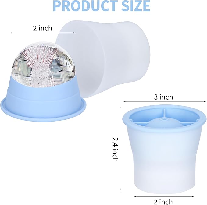 (Upgrade) Ice Molds 4 PCS, Silicone Sphere Ice Mold Maker, Stackable Easy Release Circle Ice Cube Mold with Lids, Spherical Ice Makers with Lids for Whiskey, Cocktails, Bourbon, and Drinks