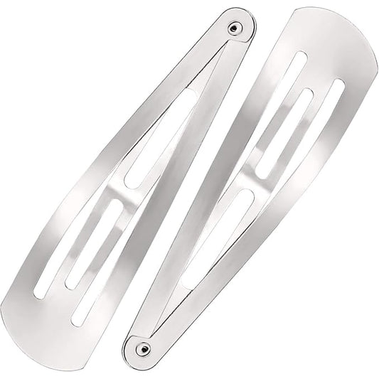 WILLBOND 30 Pieces 3.1 Inch Large Metal Snap Hair Clips Nonslip Barrettes Women Hair Accessories(Silver)
