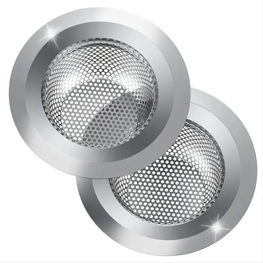 2 Pack Sink Strainer Sets - Large Wide Rim 4.5" Stainless Steel Strainer with Rust-Free Function and Anti-Clogging Micro-Perforation - Kitchen Sink Drain Strainer (Silver)