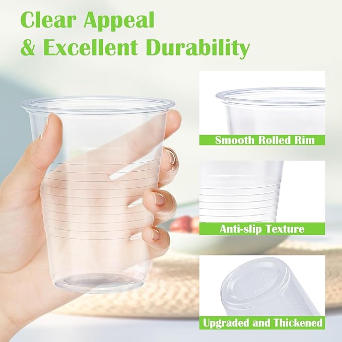 Lamosi 300 Count 16 oz Plastic Cups, Clear Plastic Cups Disposable, Plastic Drinking Cups Bulk for Party, Events