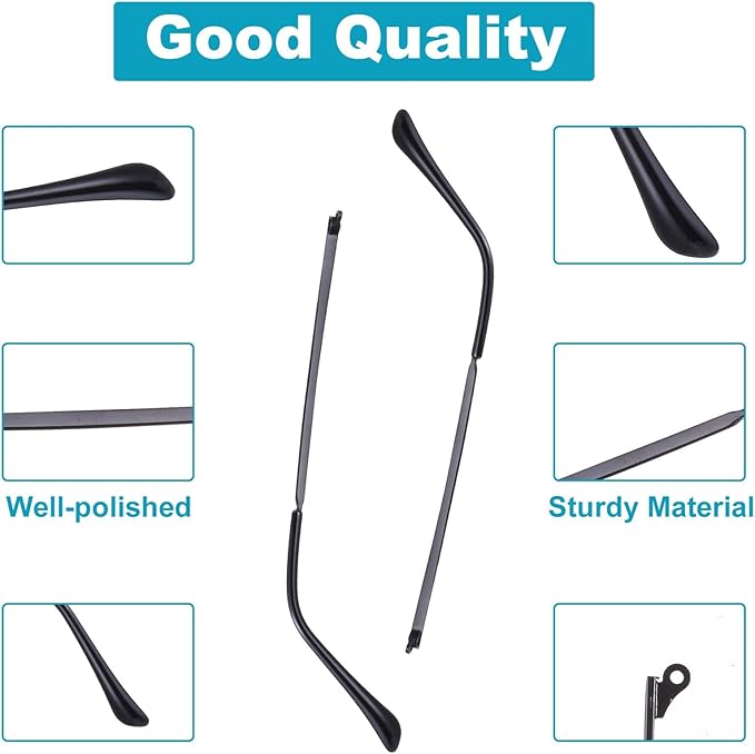 1 Pair Metal Glasses Arm Replacement, Universal Eyeglasses Repair Kit with Screws and Glasses Legs Replacement, Eye Glasses Tightening Kit Include Screws, Washers, Screwdrivers