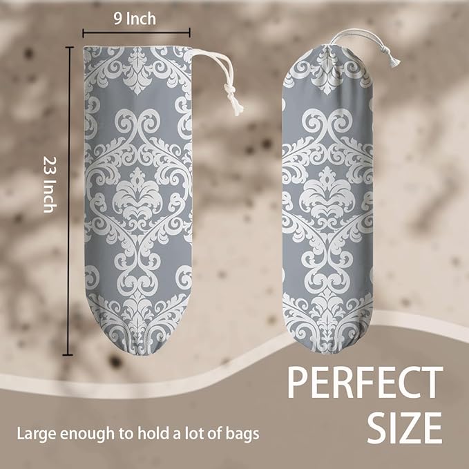 Damask Plastic Bag Holder, Reusable Garbage Bags Holders, Car Trash Bags, Wall Mount Kitchen Essentialsfor Home Kitchen, Housewarming Gift for Women Mom Grandma, Kitchen Pattern Garbage Bag 54
