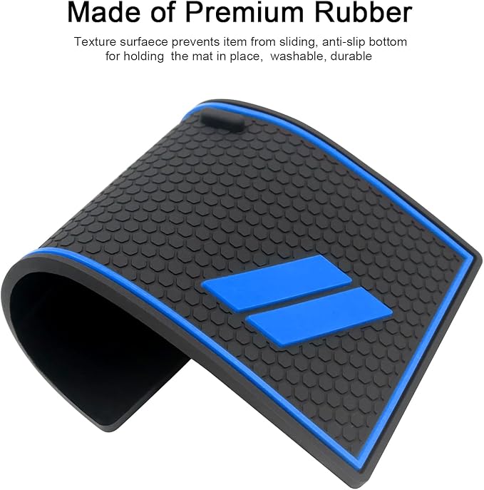 Center Console Mats for Durango Accessories 2014 2015 2016 2017 2018 2019 2020 Cup Holder Insert Coasters Custom Fit Cup Liners Pads Interior Decoration (Blue Trim) - 5 Pcs Set