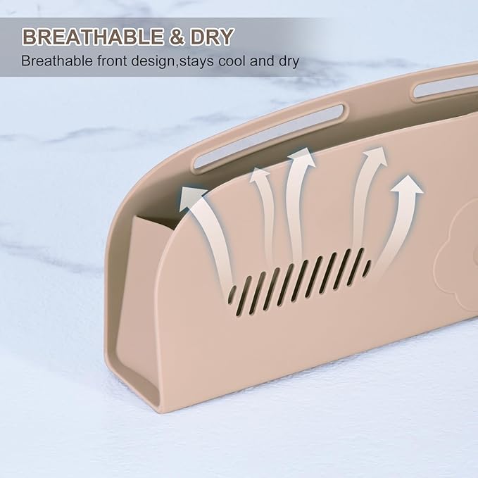 Travel Silicone Makeup Brush Holder with Breathable Lightweight Cosmetic Organizer Bag - Portable, Stylish, Versatile | Ideal Makeup Brush Case Pouch(Khaki)