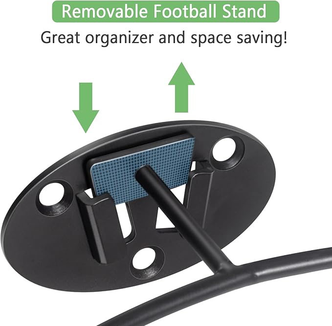 Kevenal 4 Packs Football Wall Décor, Wall Mount Football Holder Football Display Stand, Football Room Decor for Boys Man Cave (Durable Black)