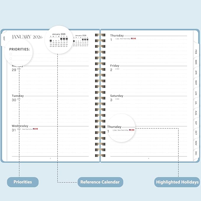 2026 Planner, Weekly and Monthly Calendar Academic Planner, Jan 2026 - Dec 2026, Planning Agenda Book for Desk Accessories and School Supplies - Letter Size(8.5'' x 11'')