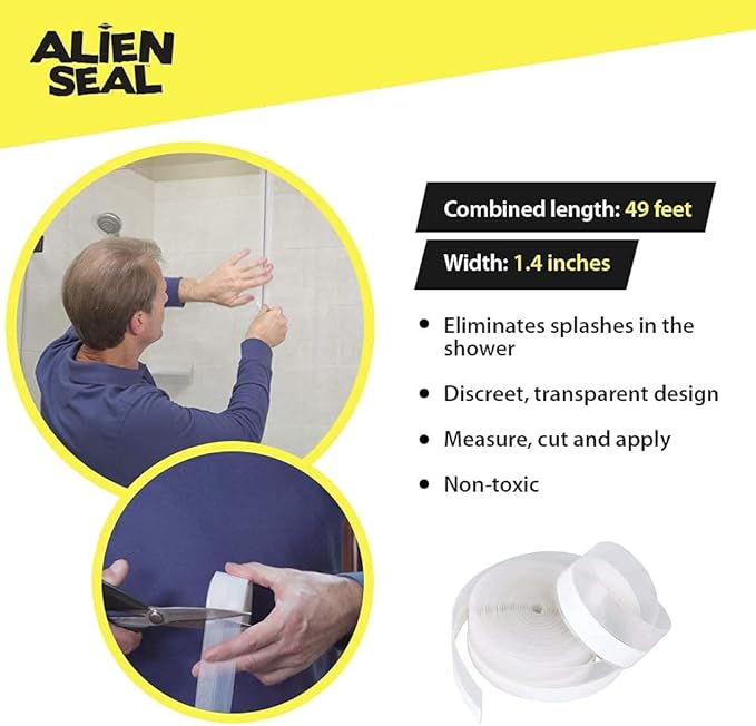 Alien Draft Seal Transparent Silicone Seal Strip Anti-Draft Adhesive and Flexible Flap to Seal Gaps Around Doors Showers and Windows Weather Stripping Insulator Tape As Seen On TV Set of 2 (6 Rolls)