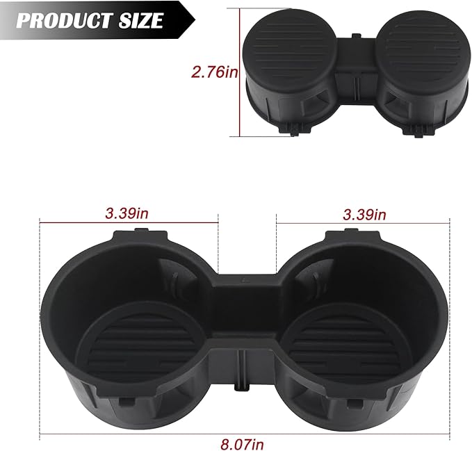 TQPONLY Front Seat Dual Cup Holder Rubber Insert Fitment 2016-2022 Ford F150 F250 F350 F450 F550 Super Duty Truck Accessories
