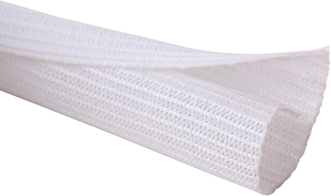 Alex Tech 6.6ft - 1.5 inch Cord Protector Wire Loom Tubing Cable Sleeve Split Sleeving for USB Cable Power Cord Audio Video Cable - Protect Cat from Chewing Cords - White