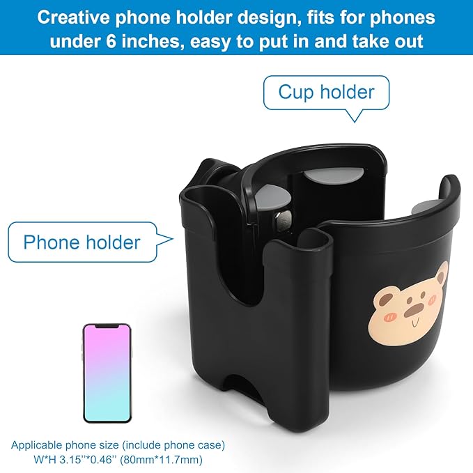 Accmor 2-in-1 Walker Cup Holder with Phone Holder, Wheelchair Cup Holder, Rollator Cup Holder, Cup Phone Holder for Walker, Wheelchair, Rollator, Mobility Scooter