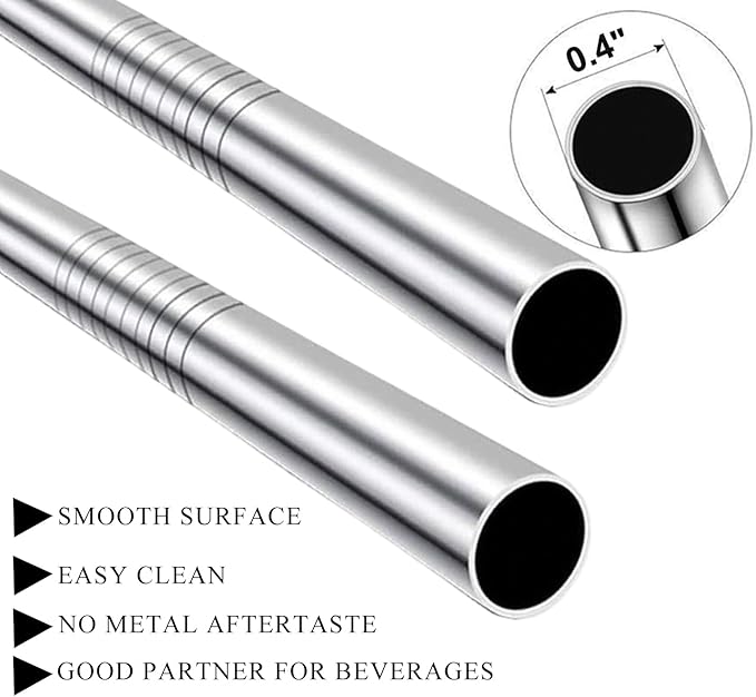 12" Stainless Steel Straws Replacement for 40 oz and 30 oz Cup Tumbler, 8 Pack Metal Straws Reusable with Cleaning Brush for 40 oz & Simple Modern Tumbler with Handle