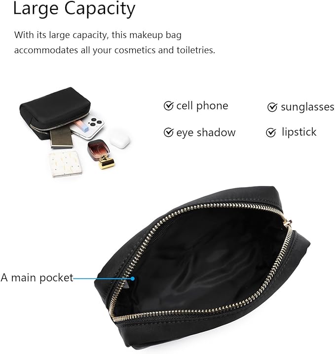 Waterproof Makeup Bag Large Capacity Women's Classic Black Wash Bag Adjustable Partition Wash Bag Brush and Cosmetic Carrying Bag…