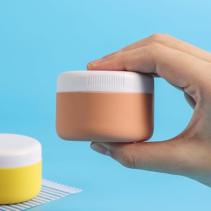 Travel Containers for Toiletries, Silicone Cream Jars BPA-Free, Leak-proof 2oz Travel Size Containers, Portable Size Silicone Jars with Lid for Cosmetic Face Hand Body Cream (4 Pack)