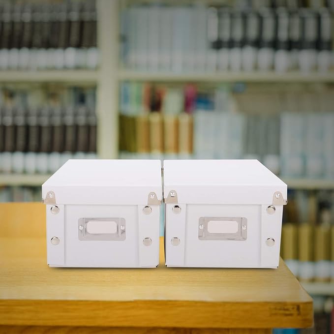 Snap-N-Store Index Card Holder Storage Box - Collapsible Organizer Box fits 1100 Flash Cards - Business, Recipe, or Note Card - 4 x 6, 2 Pack, White