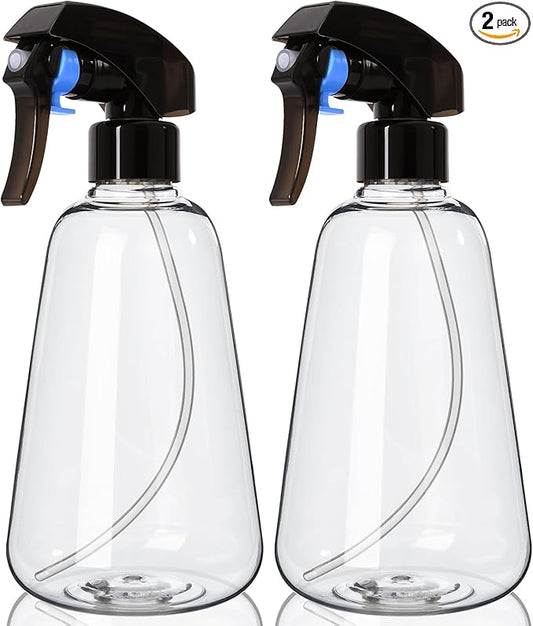 Bealee Spray Bottle 2 Pack, 16oz - Ultra Fine Mist, Plant Mister Hair Misting Empty Spray Bottles Indoor, Leak Proof Water Sprayer for Planting, Hair Care, Essential Oils, Cleaning Solutions (Clear)