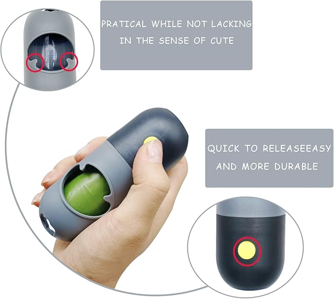 2 Pack Poop Bag Holder with Flashlight Waste Bag Dispenser for Leash with Clip and Battery Poop Bag Dispenser with Green Scented Poop Bags for Dog Walking(Black,2 Dispenser 60 Bags)