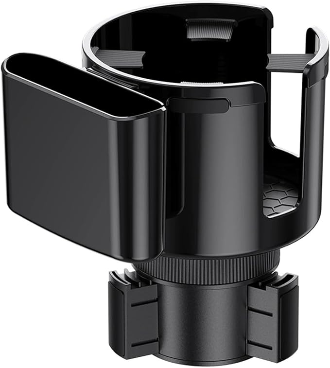 2-in-1 Car Cup Holder Expander with Phone Holder, 2.6“-3.93” Vehicle Cupholder Extender Adapter with Adjustable Base, Universal Multifunctional Auto Insert Drink Holder Expander
