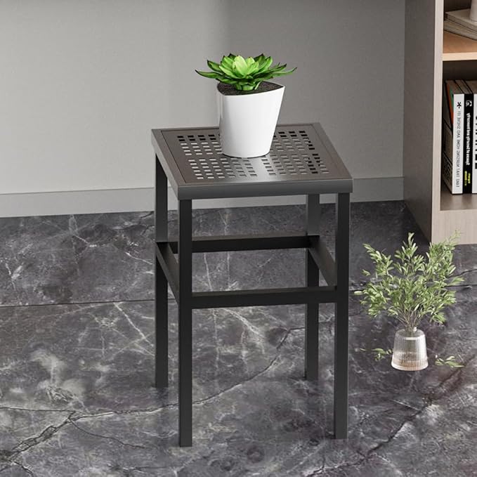 DHYGOTFUR Plant Stand - Indoor/Outdoor Extra-Sturdy 23" tall Aluminum Plant Stand – Ideal for Patios, Gardens, Living Room Decoration (Black)