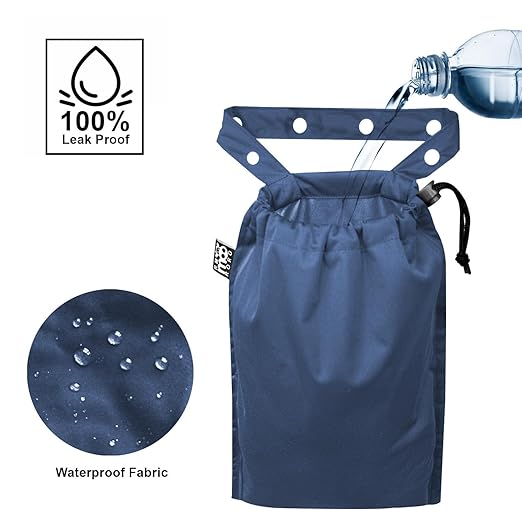 2 Pack Leakproof Car Trash Bags Detachable Waterproof Garbage Bags with Drawstring Hanging Organizer for Back Seat & Travel Grey & Navy