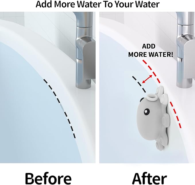 Bathtub Overflow Drain Cover - Silicone Bath Tub Drain Cover, Octopus Tub Overflow Drain Stopper with Suction Cups, Adds Inches of Water for Deeper Bath, Bathroom Spa Relaxing Accessory, Grey