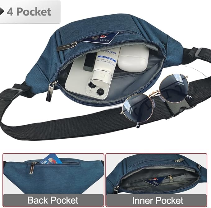 Fanny Pack for Men Women,Crossbody Waist Bag Pack,Belt Bag for Travel Walking Running Hiking Cycling,Easy Carry Any Phone,Wallet (Dark blue)