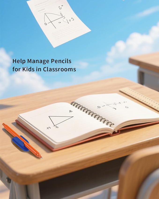 Adhesive Pencil Holders for Desk Set of 10 - Silicone Pen Holder with 15 PCS Adhesive Pads - Flexible Pencil Holder for Office Essentials Accessories and Teacher Supplies…