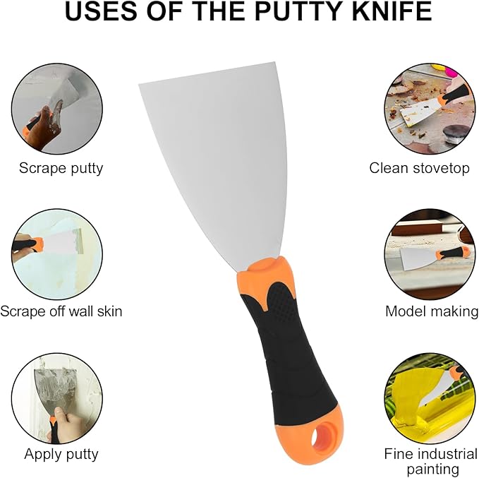 3-Piece Spackle Knife Set: 2", 3"，and 5" Professional Putty Knives - Paint Scraper and Drywall Tools for Wall Repair-WEGAZ