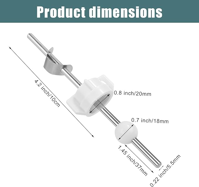 2pcs Sink Drain Parts, Lavatory Pop Up Stopper Assembly with Plug Bathroom Sink Drain Repair Kit Pivot Ball Rod Replacement Compatible with Price Pfister & Popular Band(White,Grey)