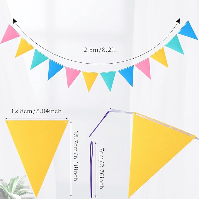 Outus 6 Sets Rainbow Pennant Banner Flags Garland Multicolor Bunting String Triangle Flags Bulk DIY Bunting Garland for Carnival Birthday Party Festival Decorations(Macaron Colors)