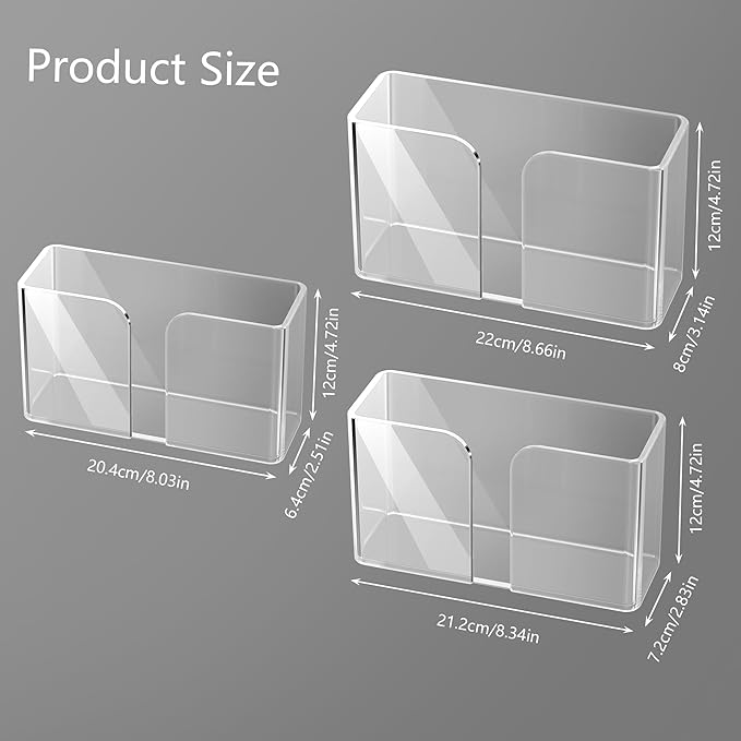 YIGII 3 Pack Acrylic Cabinet Door Organizer, Kitchen Cabinet Organizers for Tupperware Lid, Wall Mounted Clear Storage Bin for Pantry Door Organizer, RV Storage and Organization Heavy Duty Slim Basket