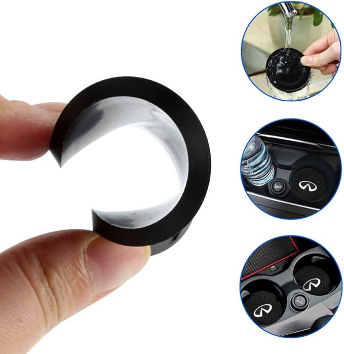 Car Interior Accessories for Infi?ti Cup Holder Insert Coaster - Silicone Anti Slip Cup Mat for in?niti QX50 Q50 Q70 Q70L Q60 QX30 QX60 QX80 (Set of 2, 2.75" Diameter)