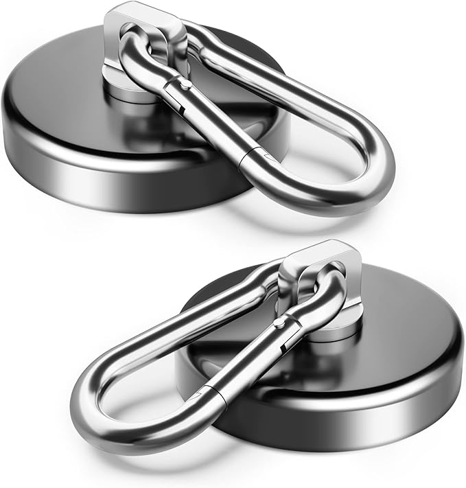 FINDMAG Magnetic Hooks 170LBS Heavy Duty Magnet with Carabiner Hook, Strong Magnetic Hooks for Hanging for Home, Cruise Ship, Office Locker, Workplace, Refrigerator or Travel (2 Pack)