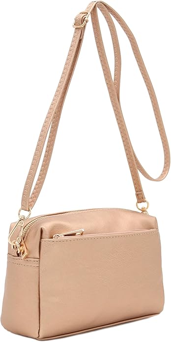FashionPuzzle Triple Zip Small Crossbody Bag