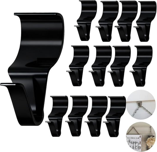 26 Pcs Vinyl Siding Hooks, Stainless Steel No-Hole Hangers for Hanging Wreaths & Outdoor Decor, Low Profile Siding Clips, Easy Installation, No Tools Needed (26, Black)