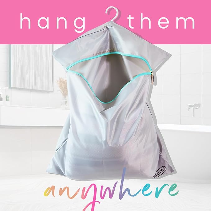 Mesh Laundry Bags for Delicates – MUMI Travel Laundry Bag with Hanger & Pouch | Large Lingerie Wash Bag for Washing Machine, Baby Clothes, Gym & Travel | Odor-Resistant Laundry Mesh Bag - Aqua