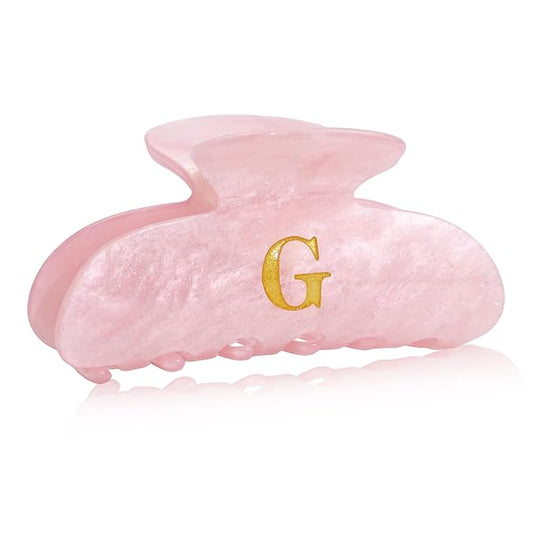 Acrylic Letter Hair Clips for Women - Pink Monogram Hair Claw Alphabet Large Hair Clip, Fashion Glitter Claw Clips Elegant And Durable Hair Accessory, Letter G