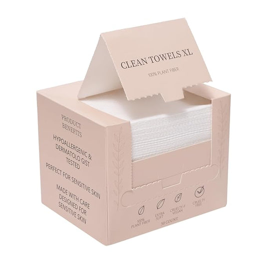 Velquinn Disposable Face Towels -50 Count XL, Double-Side Design, Ultra-Soft & Organic, Eco-Friendly Materials, Perfect for Daily Use, Travel, Makeup Removal, Home & Gym Skincare with facial towels