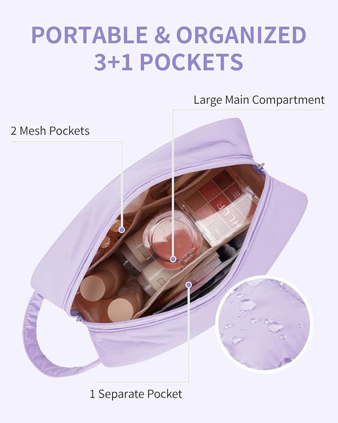 Narwey Puffy Travel Toiletry Bag for Traveling Women Girl, Travel Bag for Toiletries, Cute Travel Makeup Bag Organizer, Quilted Cosmetic Bag Make Up Skincare Medicine Bags