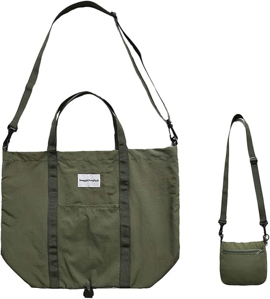 Foldable Travel Tote Bag, Water-Resistant Tote Bag with 3 External Mesh Pockets for Travel, Daily Use, Outdoor