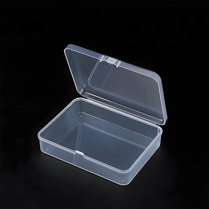 LJY 12 Pieces Rectangular Empty Mini Clear Plastic Organizer Storage Box Containers with Hinged Lids (4.5 x 3.3 x 1.1 inch, Transparent)