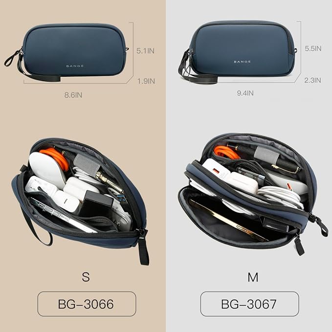 BANGE Cable Organizer Pouch， Travel Water Resistant Tech Accessories Bag Carry Storage，Electronic Organizer Accessory Case for Charger, Cables, Power Bank